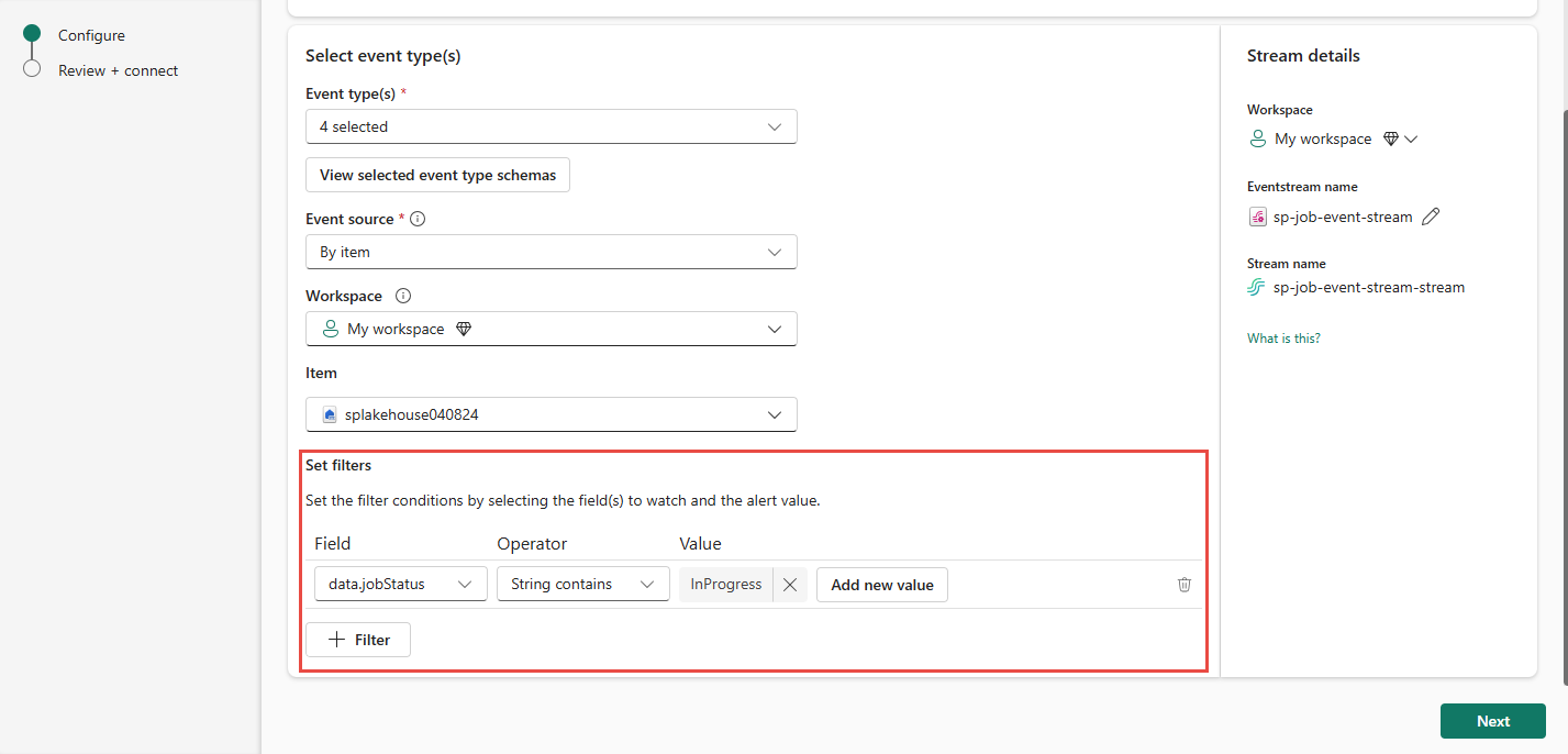 Capture d’écran montrant l’ajout d’un filtre.