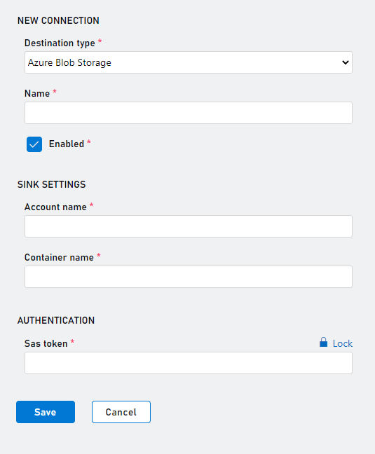 ADX data connection configuration Screenshot of configuring and ADX data connection
