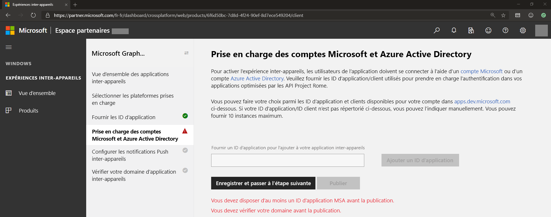 Fournir les ID client d’inscription d’application Azure pour MSA et AAD