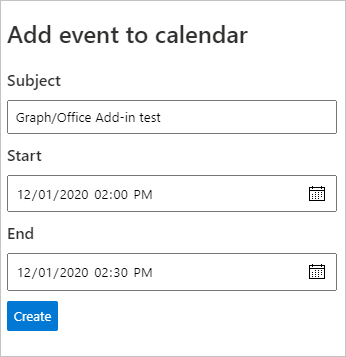Capture d’écran du formulaire de création d’événement
