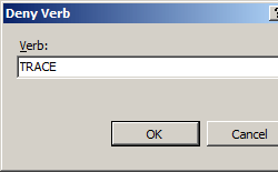 Screenshot of Deny Verb dialog box showing H T T P verb box.