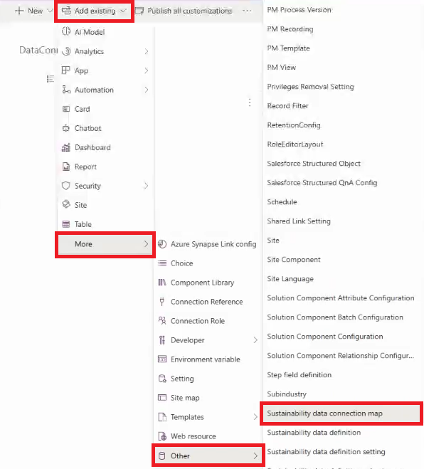 Capture d’écran montrant comment copier le mappage de connexion.