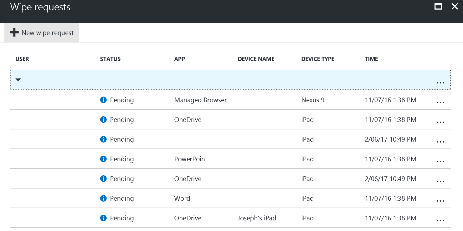 Capture d’écran de la demande de réinitialisation status dans le volet Réinitialisation sélective de l’application.