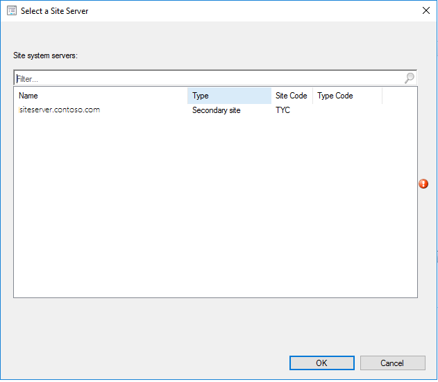 Sélectionner un serveur de site