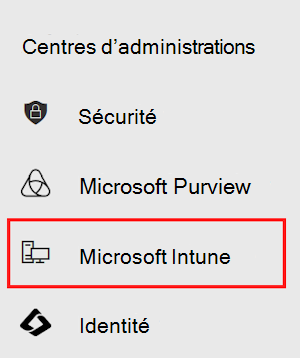 Capture d’écran montrant les centres d’administration dans le Centre d’administration Microsoft 365.