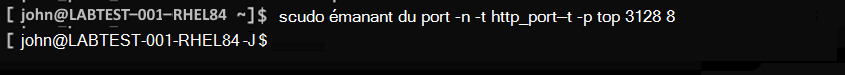 Capture d’écran montrant un exemple de commande de modification de port.