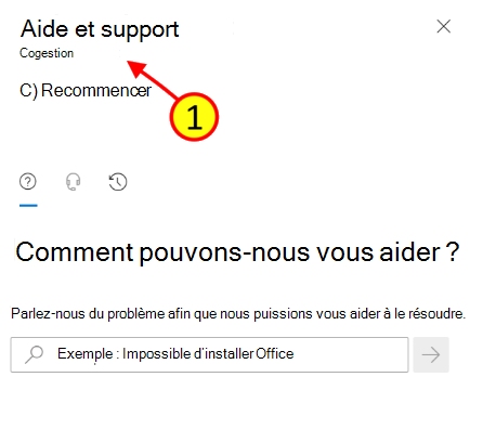 Capture d’écran montrant la fenêtre Comment aider dans le centre d’administration Intune.