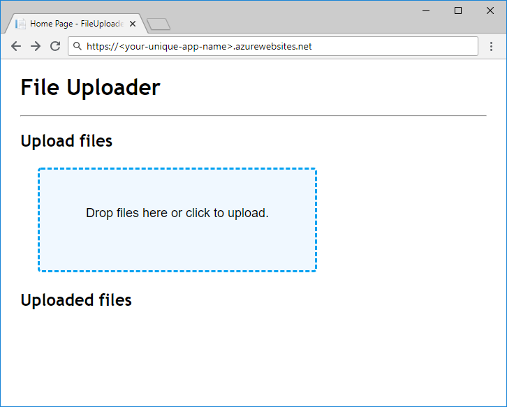 Screenshot of the FileUploader web app for C#.