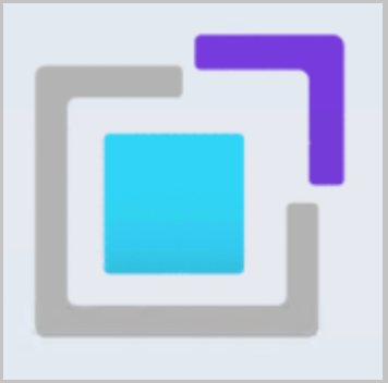 Capture d’écran de l’icône d’extension utilisée dans le hub Communauté. Un carré de sarcelle est entouré d’un contour brisé d’un carré en gris et violet.