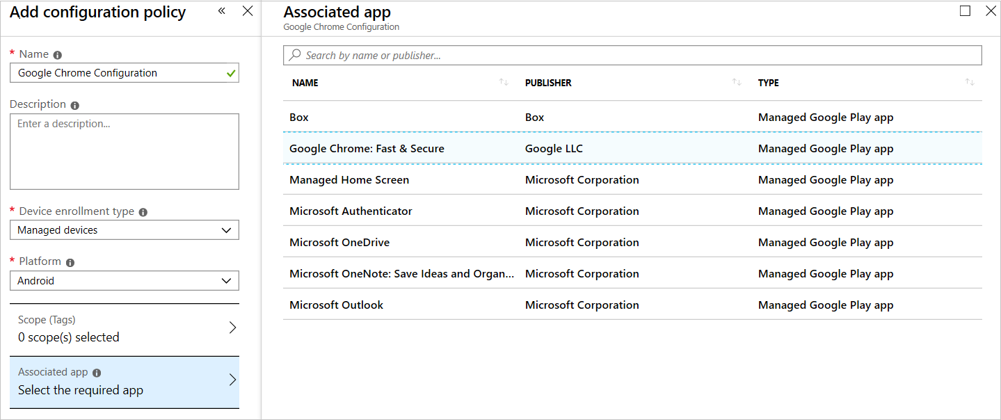 在Associate應用程序下選擇Google Chrome