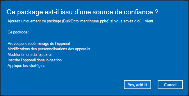 Capture d’écran du dossier du projet, spécifiant le nom et la description dans l’application De configuration Windows Designer