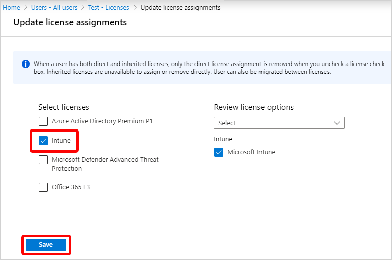 Capture d’écran de la section Licences de produits du Centre d’administration Microsoft 365.