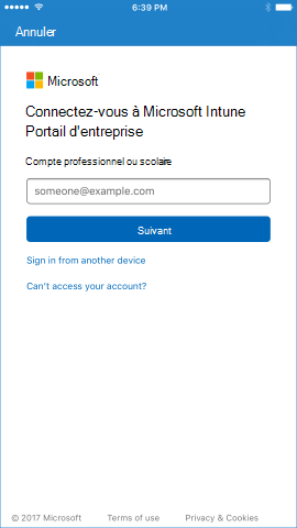 La Portail d'entreprise page de connexion, avec une icône représentant une personne devant une représentation graphique d’un site web. En dessous se trouve le bouton « Se connecter ». Un lien en bas permet d’accéder aux informations relatives à la confidentialité et aux cookies Microsoft.