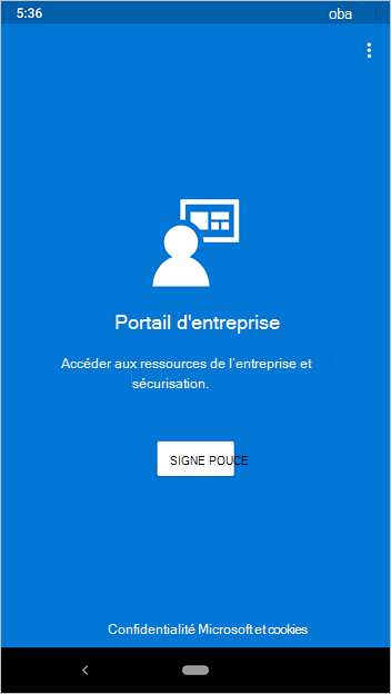 Exemple d’image d’écran de connexion du Portail d’entreprise, bouton de connexion.