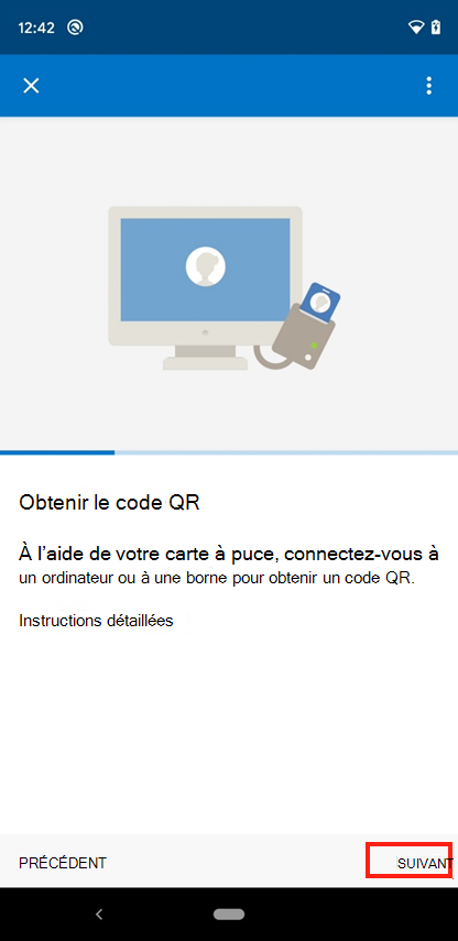 Exemple de capture d’écran de l’écran Portail d'entreprise Obtenir un code QR.