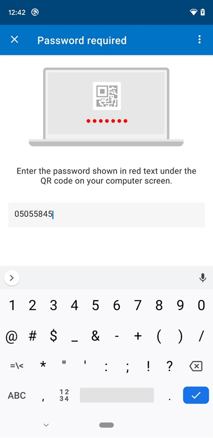 Exemple de capture d’écran de l’écran Portail d'entreprise « Mot de passe requis ».