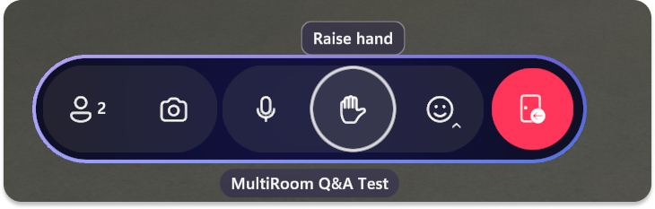 Capture d’écran du bouton lever la main du point de vue de l’utilisateur.