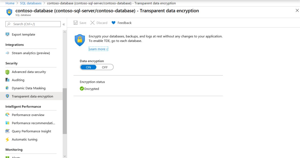 Paramètres de chiffrement transparent des données SQL