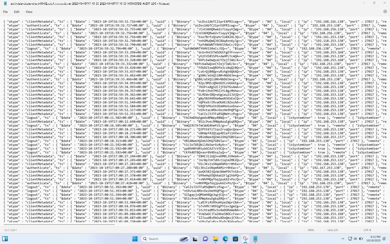 Les journaux MongoDB Cloud téléchargent la page brute du Bloc-notes MS.