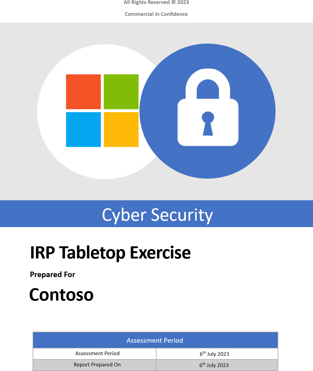 Exercice de table IRP d’apprentissage de l’en-tête de réponse aux incidents préparé pour Contoso.