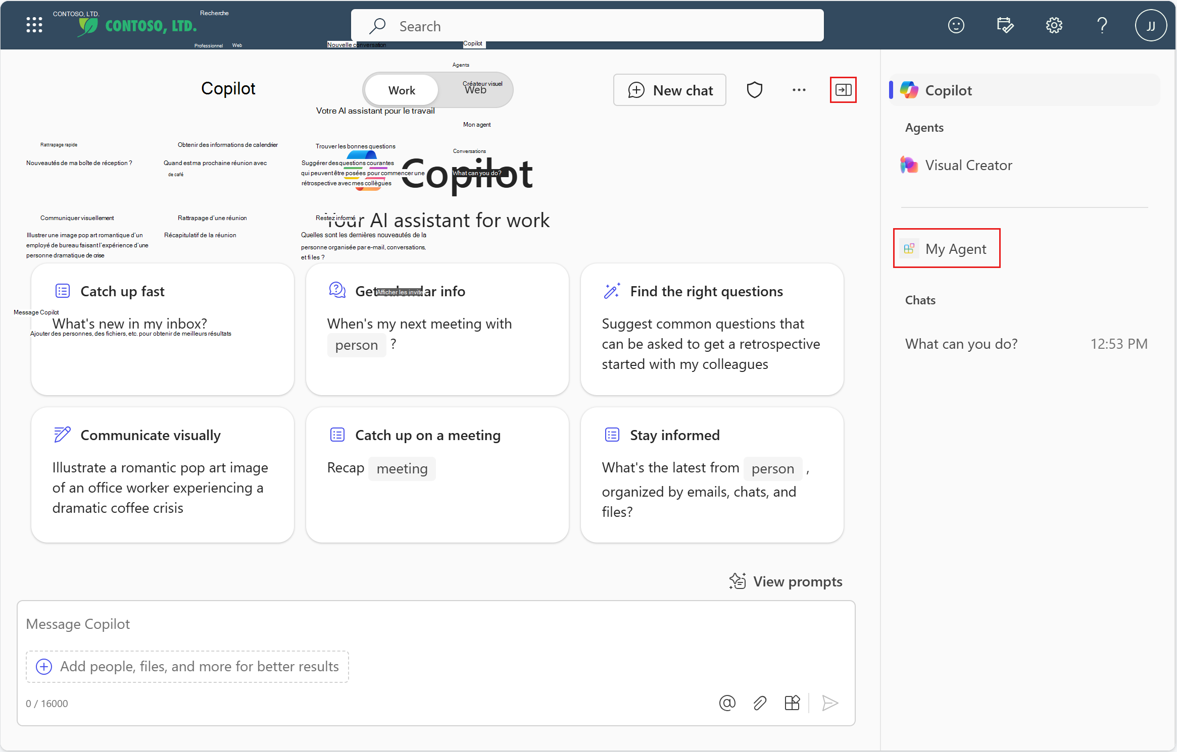 Capture d’écran de l’agent déclaratif dans Copilot