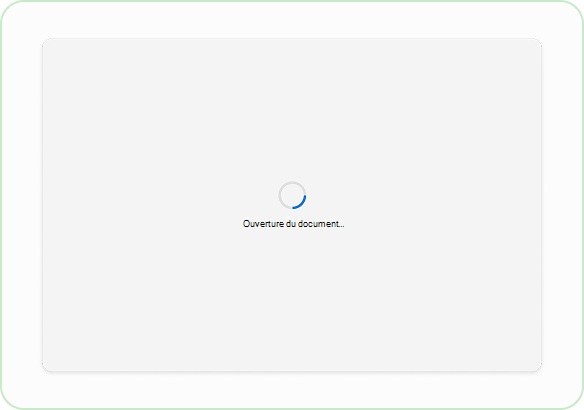 Capture d’écran d’un widget avec un indicateur « Ouverture du document »