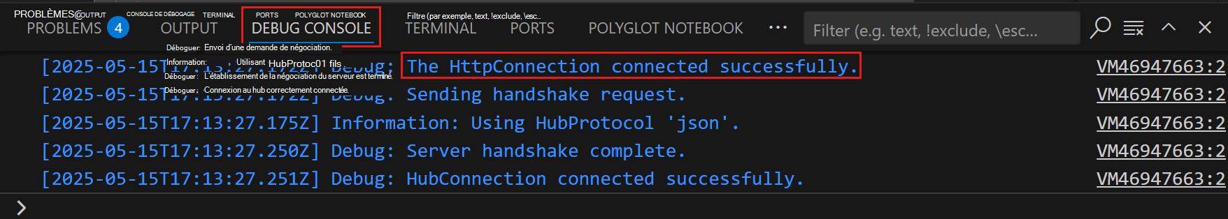 Capture d’écran de la session Agent Toolkit où la connexion au navigateur web est réussie