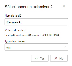 Capture d’écran de la zone Sélectionner l’extracteur dans la page des détails de l’extracteur.