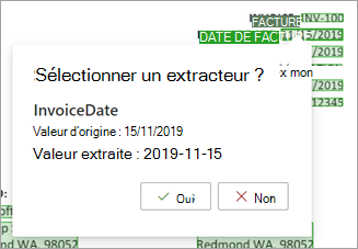 Capture d’écran de la zone Sélectionner l’extracteur dans la page des détails de l’extracteur.