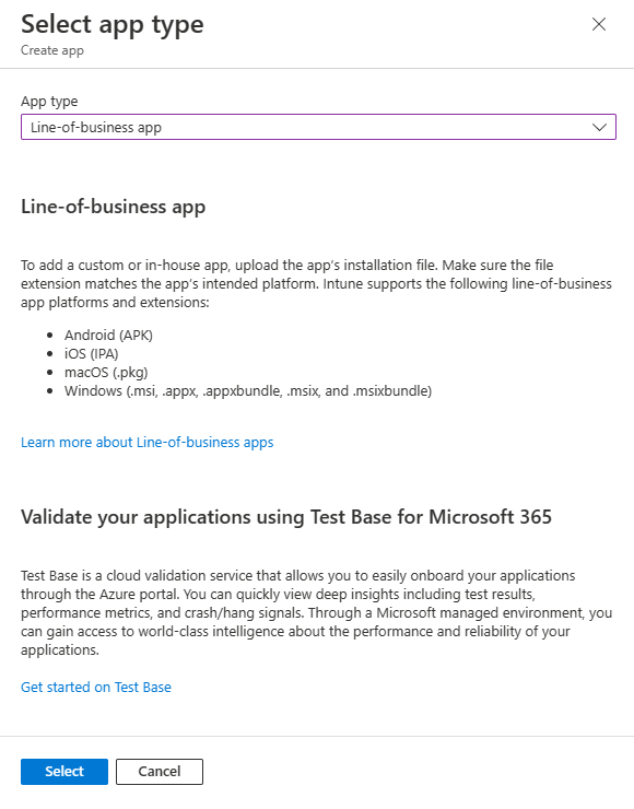 Intune - Application métier