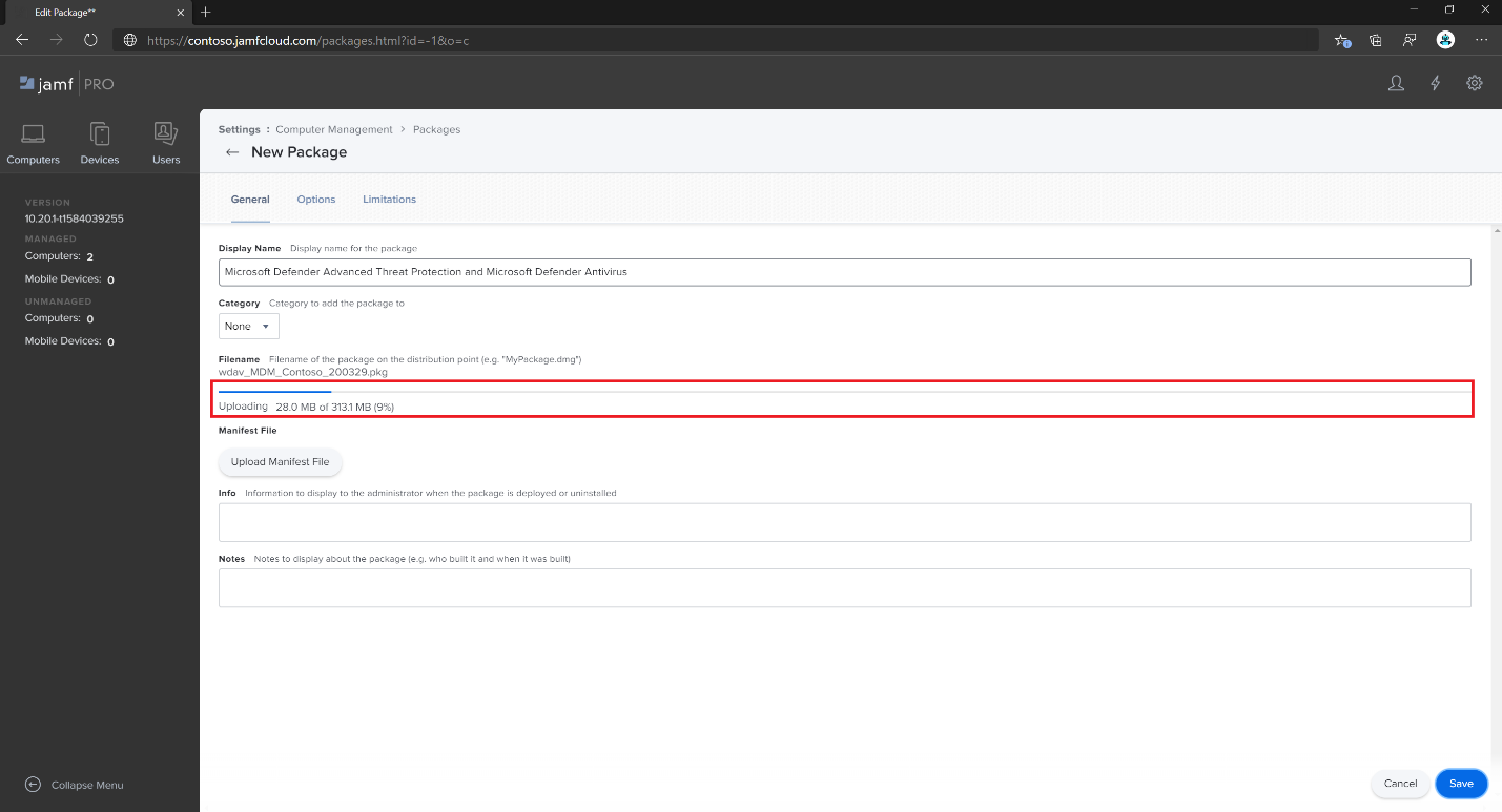Processus de chargement du pack des paramètres de configuration pour le package lié aux paramètres de configuration.