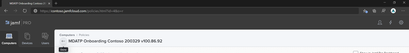 L’status d’intégration contoso avec une option permettant de le terminer.