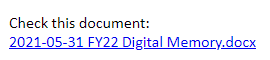 Capture d’écran d’une référence HTTP ajoutée à l’objet ou au corps de l’e-mail, ou au corps du texte de la réunion.