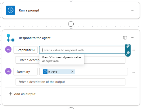 Capture d’écran de la sélection du texte résumé et des sorties d’image Graph.