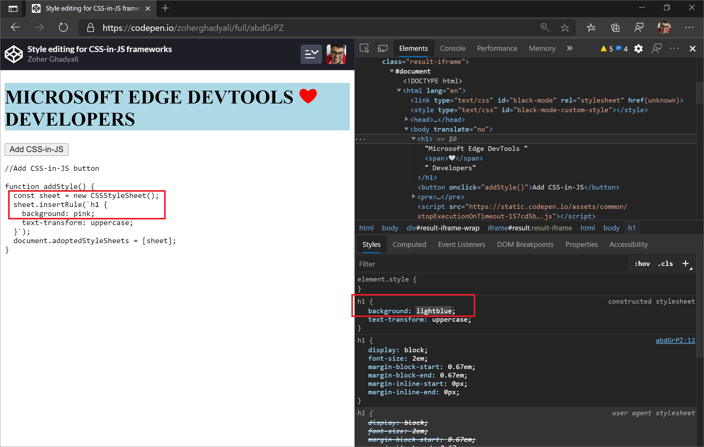 Modification de style pour les frameworks CSS-in-JS - Microsoft Edge ...