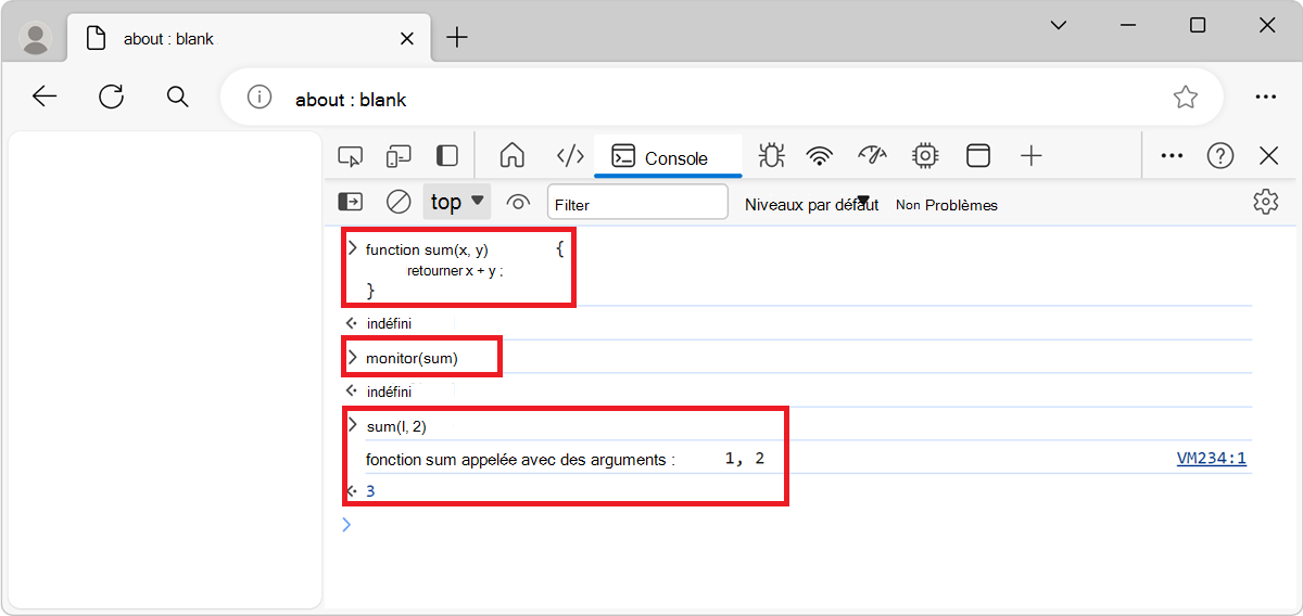 Résultat de la fonction monitor()