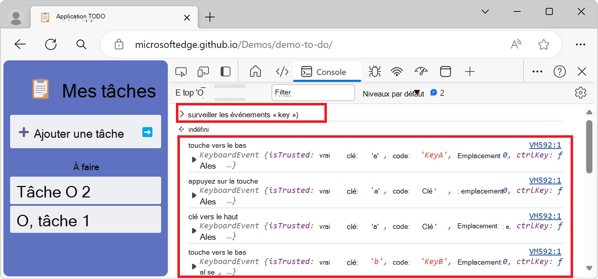 Surveillance des événements clés