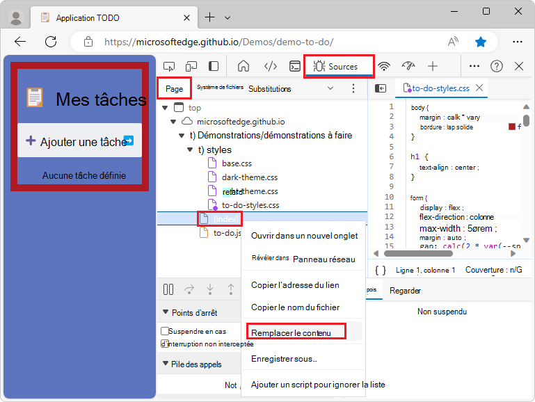Sélection d’un fichier à partir de l’outil Sources pour les remplacements