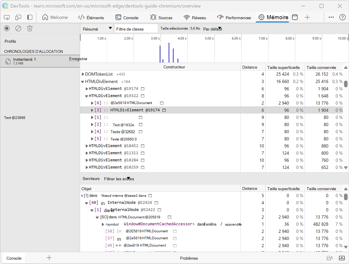 Instrumentation d’allocation sur chronologie