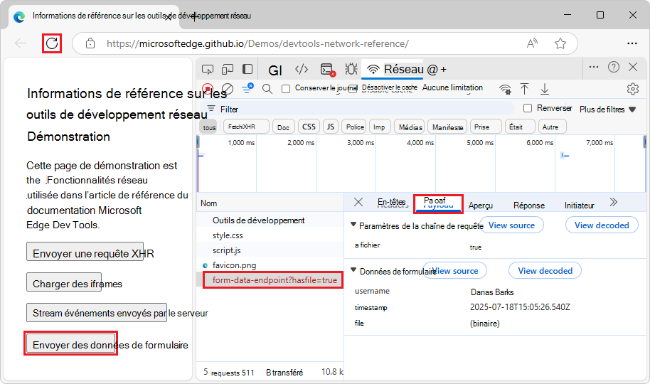Section Paramètres de chaîne de requête sous l’onglet Charge utile
