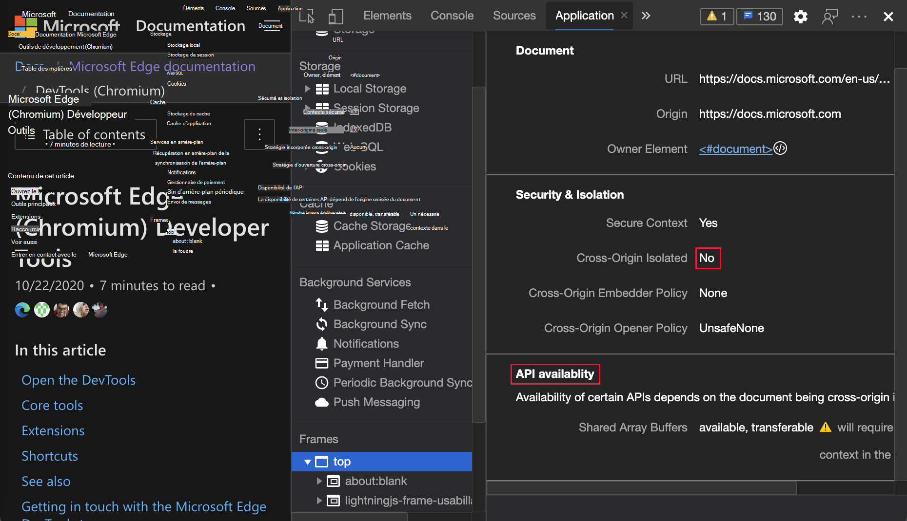 Informations sur les origines croisées