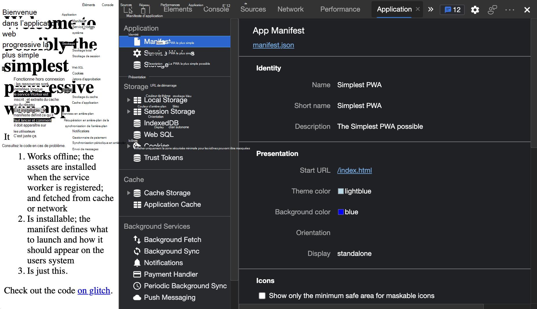 Dans Microsoft Edge version 91 ou ultérieure, aucune erreur ne s’affiche lorsque vous fournissez au moins une icône carrée