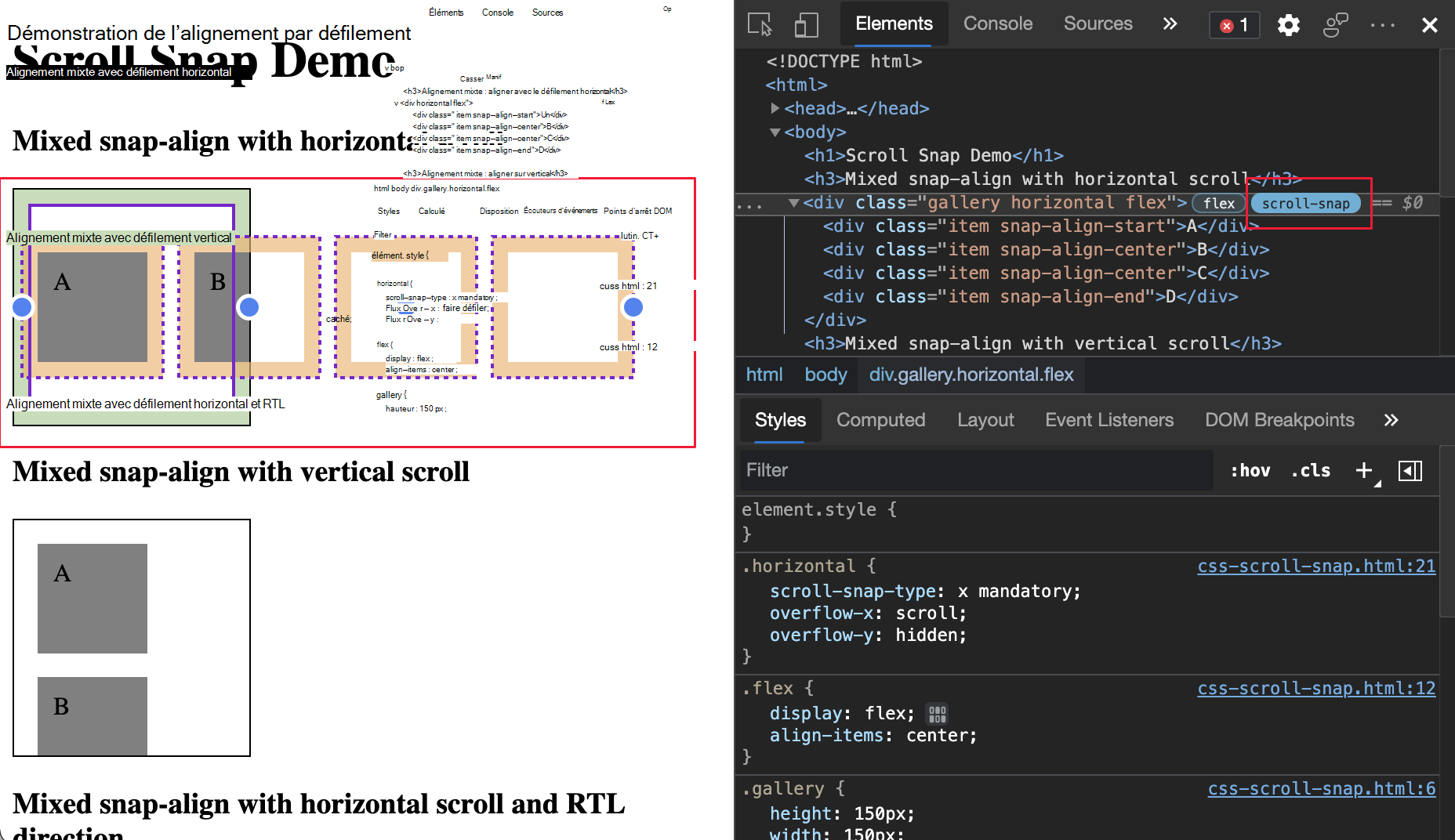 Alignement de défilement CSS