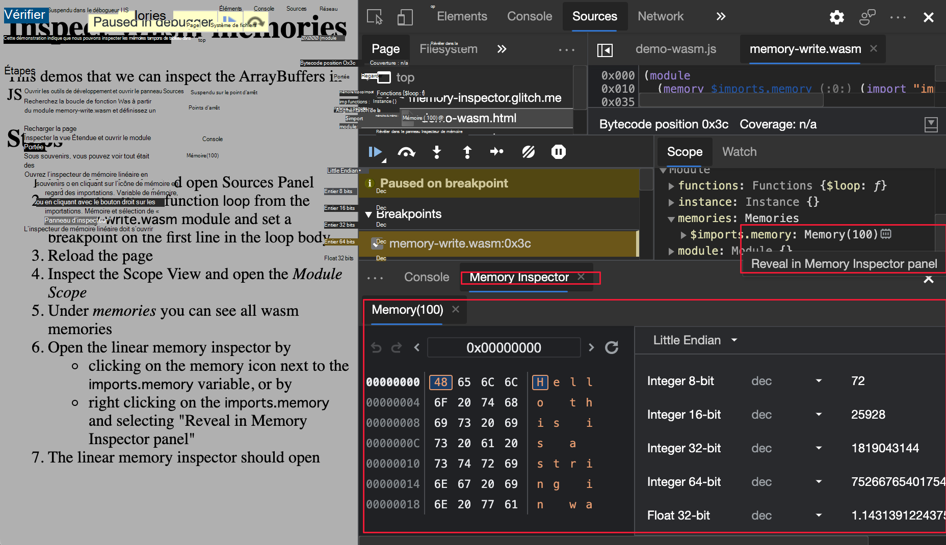 L’outil Inspecteur de mémoire