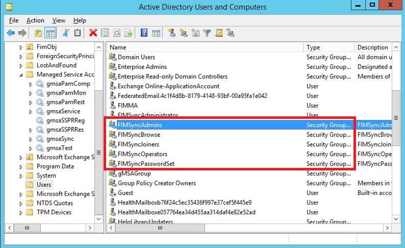 Fenêtre Utilisateurs et ordinateurs Active Directory