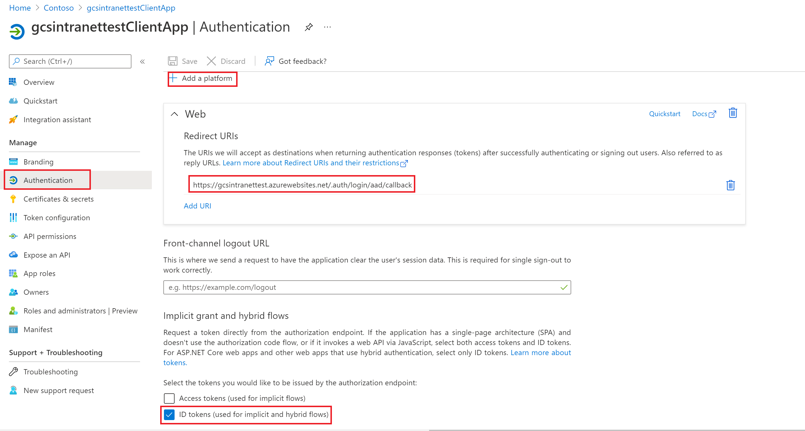 Image montrant la section paramètres sur la page d’authentification.