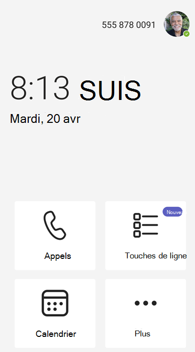 Capture d’écran de l’écran d’accueil.