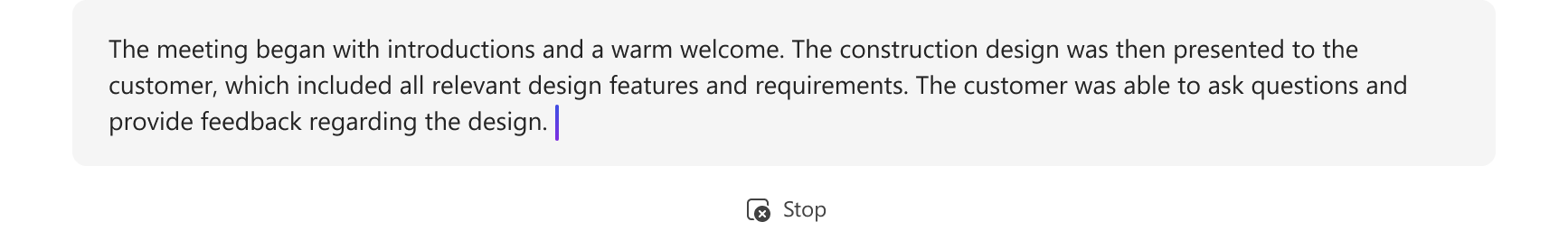 Image montrant les réponses en streaming dans un bot basé sur l’IA.