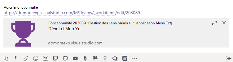 Capture d’écran montrant l’exemple de déploiement de lien.