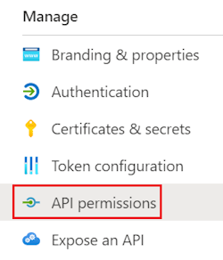 Capture d’écran montrant comment sélectionner des autorisations d’API.